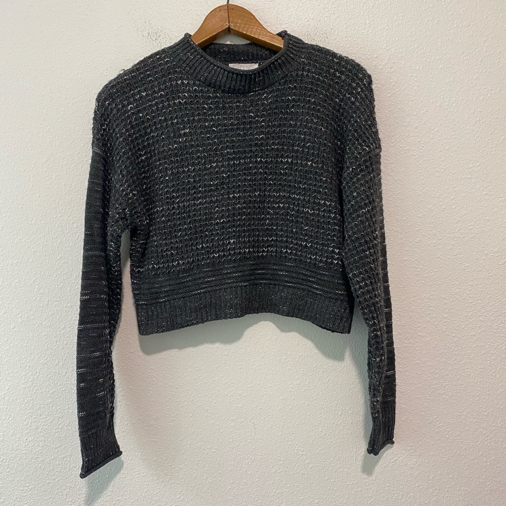 Abound Gray Knotted Crop Sweater